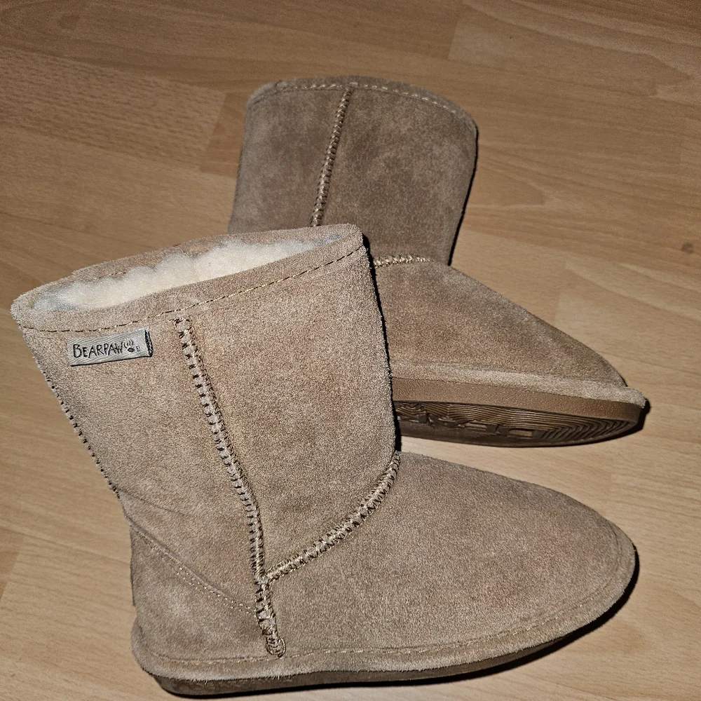 Bearpaw Fur Lined Ankle Slip On Boot Sz35/US3